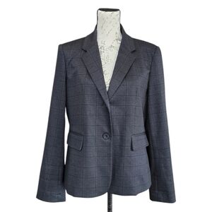 Amanda & Chelsea Black Windowpane Single Breasted Blazer Jacket L